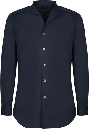 Dell'Oglio Blauwe Stijlvolle Overhemden - Heren - Casual Overhemden - Blauw - 4XL - Overhemden