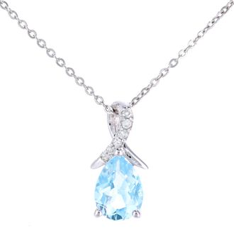 Diamant L'éternel Hanger van 9 ct witgoud, 0,61 ct blauwe topaas en 0,02 ct diamant