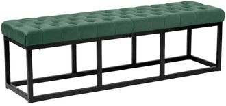 Clp Banco Polson Tapizado En Terciopelo Verde 150 Cm