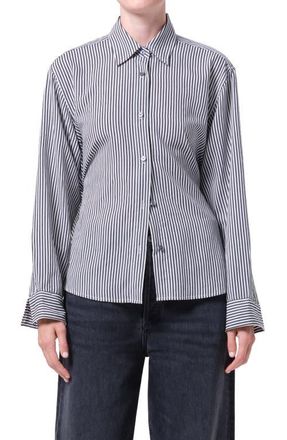 A Gold E Theo Stripe Crop Back Shirt in Solene Stripe at Nordstrom, Size X-Small