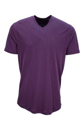 Lords of Harlech Victor Extra Fine Merino Wool V-neck Shirt in Plum at Nordstrom, Size Xx-Large