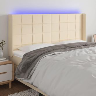 vidaXL Cabecero Con Led De Tela Color Crema 183x16x118/128 Cm Vidaxl