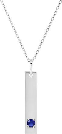 MAX + STONE 14k Yellow or White Gold Bar Pendant Necklace with 3mm Small Round Gemstone