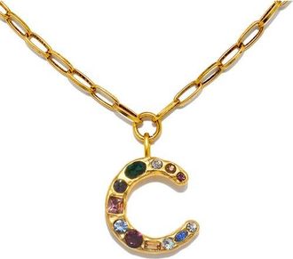 Sequin Emilie Crystal Initial Pendant Necklace in Gold - C at Nordstrom