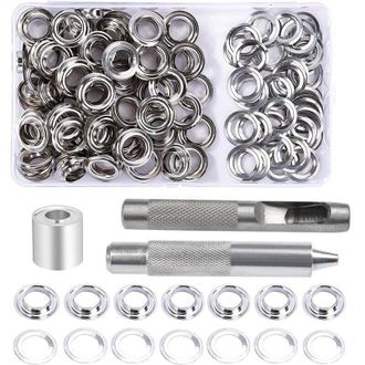 OEM Kit De Ojales, 100 Juegos De Ojales De 10 Mm, Kit De Reparaci&oacute;n De Lonas, Con 3 Herramientas Para Ojales Y Lonas, Telas, Cortinas Y Confecci&oacute;n (203 Pi