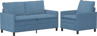 vidaXL Juego De Sof&aacute; 2 Uds. Azul Tela Vidaxl