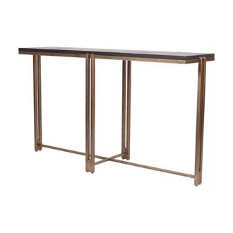 The Libra Company Dalston Sandblasted Wood & Champagne Frame Console Table - Iron/Wood in Black
