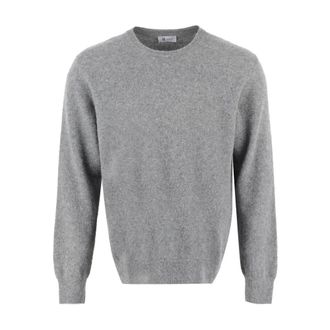 THE (ALPHABET) Lamswol trui met ronde hals - Heren - Truien - Grijs - Maat: XL Wol