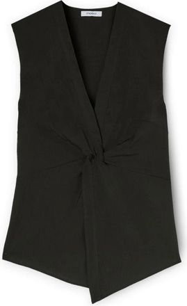 Motivi Crop top met gekruist ontwerp - Dames - Gillet - Zwart - XS - Polyester - Kostuums