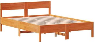 vidaXL Estructura De Cama Sin Colch&oacute;n Madera Maciza Marr&oacute;n 135x190 Cm Vidaxl