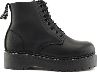 Grinders Unisex Black Chalie ACS Leather Ankle Casual Lace Up Boots