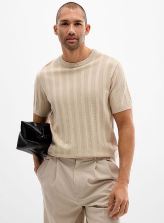 Lindbergh Mens Mixed-ribbed knit sweater