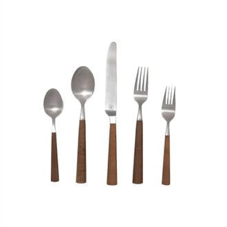 Blue Pheasant Micah Flatware Set In Maple/silver