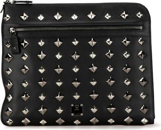 MCM Mcm Black Silver Pvc Leather Clutch Bag (Pre-Owned)