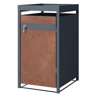 ML Design Ml-design - Cobertizo De Exterior Para 1 Cubo De Basura De 240l 68x80x124 Cm Antracita Con Acabado &Oacute;xido Mueble Cubrecontenedor De Acero Resistente Co
