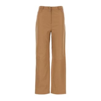 Loulou Studio Cobe Straight Leg Trousers - female - Loulou Studio - Leather Trousers - Brown - S - Trousers