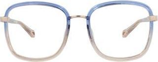 Chlo&eacute; 50mm Square Optical Glasses in Blue Blue Transparent at Nordstrom Rack