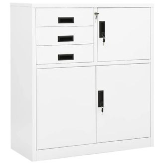 Berkfield Home Office Cabinet White 90x40x102 cm Steel | Size: 90 x 40 x 102 cm