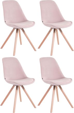 Clp Set De 4 Sillas De Comedor Toulouse Rund En Terciopelo Rosado Natural