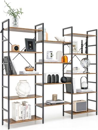 Costway 5-tier Industrial Lsdder Bookshelf Floor Standing Bookcase Display Shelf