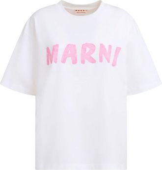 Marni logo-print cotton T-shirt - women - Cotton - 42 - White