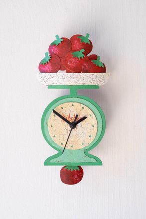 Kalalou Hand Painted Wall Clock - Tomatoes On A Scale