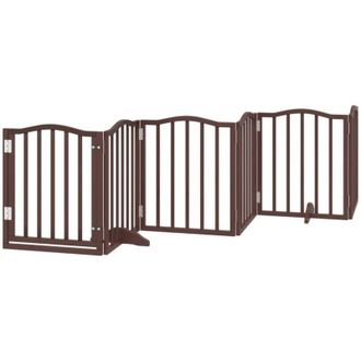 vidaXL Puerta Para Perros Plegable 6 Paneles &Aacute;lamo Marr&oacute;n Roble 300 Cm Vidaxl