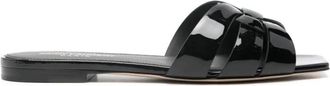 Saint Laurent Tribute Flat Sandalen - Dames - Sandalen - Zwart - 36 EU - Leer - Schoenen