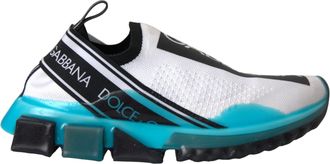 Dolce & Gabbana Black White Blue Slip On Sorrento Sneakers Womens Shoes (Pre-Owned)