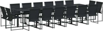 vidaXL Juego De Comedor De Jard&iacute;n 17 Piezas Textileno Negro Vidaxl