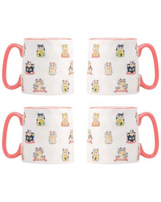 10 Strawberry Street Set Of 4 Bella Maneki Neko Mugs