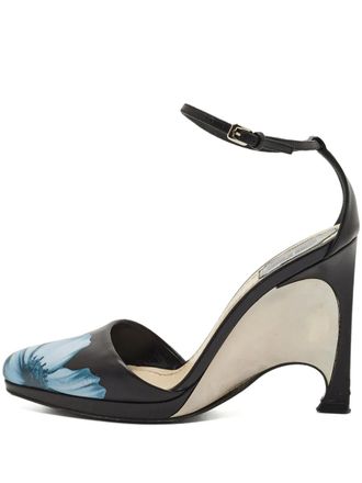 Dior Optique floral-print wedge pumps - Black