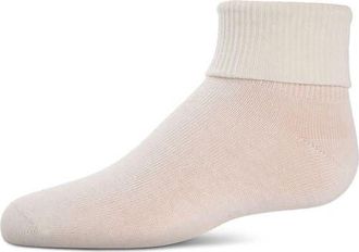 MeMoi Ribbed Triple-Roll-Cuff Ankle Sock in Ivory at Nordstrom, Size 6-12M