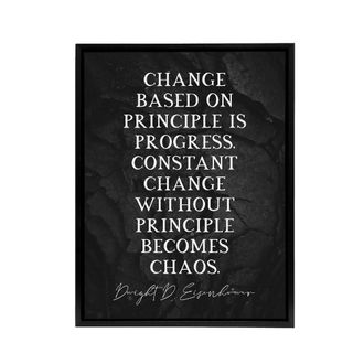 Artery8 Dwight D Eisenhower Change Quote Framed Canvas Wall Art Print in Grey | Size: W24 x H32