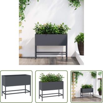 vidaXL vidaXL Fioriera moderna - Vaso da Giardino Rialzato Antracite 60 x 26 x 45 cm Acciaio