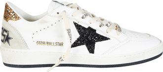 Golden Goose White Leather Black Glitter Star Sneakers
