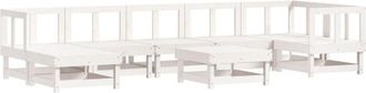 vidaXL Juego De Muebles De Jard&iacute;n 8 Piezas Madera Maciza Pino Blanco Vidaxl
