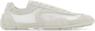Prada White Suede And Mesh Montecarlo Sneakers