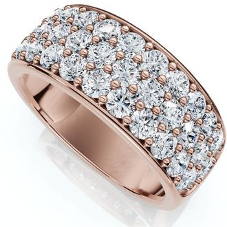 Pompeii3 1 1/2Ct Pave 3-Row Diamond Wedding Anniversary Ring 10k Gold Lab Grown