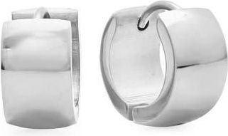 Steeltime 18k Gold Plated Wide Huggie Hoop Earrings in Silver at Nordstrom Rack