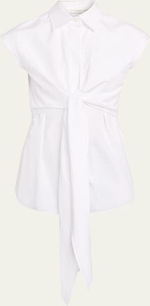 Lafayette 148 New York Tie-Waist Cotton Shirt