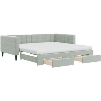 vidaXL Vidaxl - Sof&aacute; Cama Nido Con Cajones Terciopelo Gris Claro 100x200 Cm