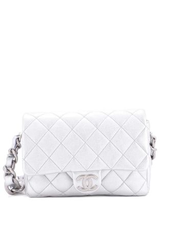 Chanel Lacquered CC Flap Bag Quilted Metallic Lambskin Small shoulder bag - Silver