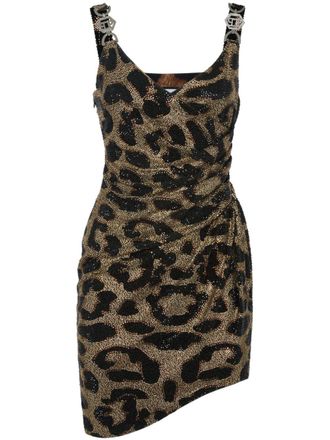 Philipp Plein leopard mini dress - Brown