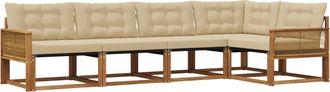 vidaXL Conjunto De Sof&aacute;s De Exterior 5 Uds. Natural Y Beige Vidaxl