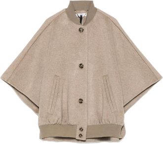 Max Mara Cappotto in lana con mantella - Toni neutri