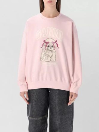 Ganni crewneck sweatshirt playful poodle dog motif