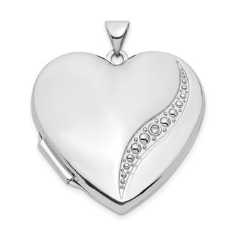 Diamond2Deal 14k White Gold Wave Diamond 27mm Heart Locket