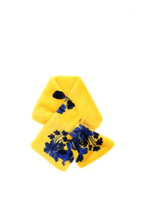Vivetta Eco-fur stole in yellow and blue