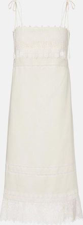 Valentino Lace-trimmed linen midi dress